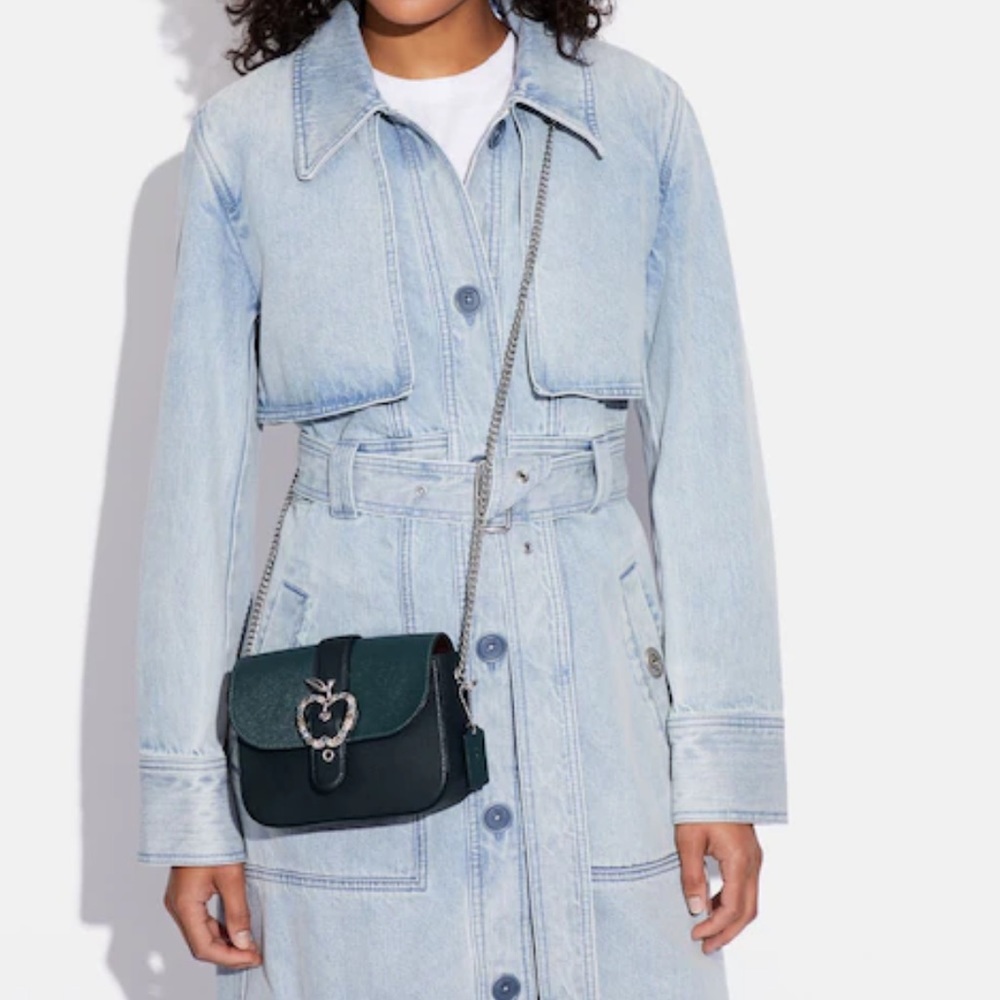 COACH Gemma Crossbody In Colorblock With Apple Buckle FOREST MIDNIGHT NAVY COLOR - Picture 10 of 16